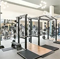 Student working out in fitness center